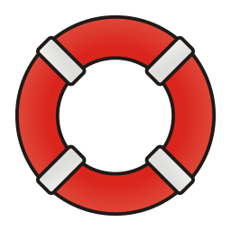 Drawing of traditional circular life preserver in red