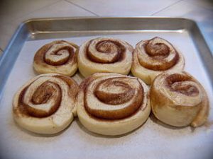 image of cinnamon rolls on a baking sheet