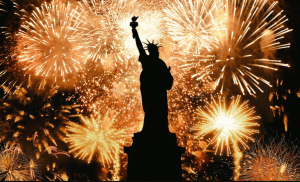 image of Statue of Liberty with fireworks