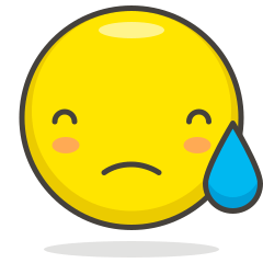 drawing of sad face with a drop of sweat