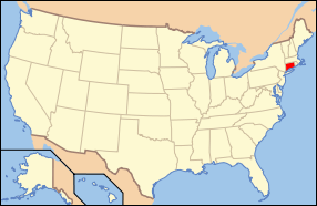 map of USA with Connecticut highlighted