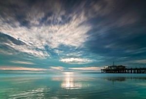 photo of santa monica pier at sunset