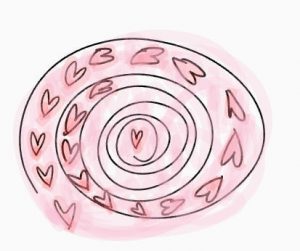 image of spiral of valentine hearts