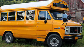 photo of small yellow school bus