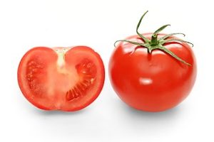 bright red tomato and cross section