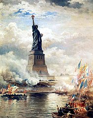 Painting of the unveiling of the Statue of Liberty in 1886