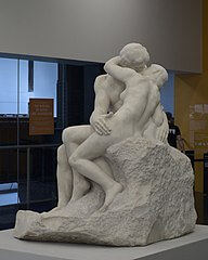 Photo of Rodin's sculpture The Kiss