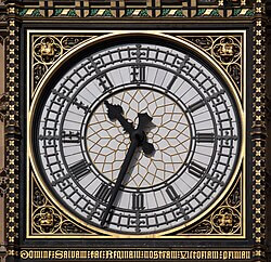 Photo of clock face of Big Ben, London, UK