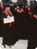 Photo of Karen graduating from college.